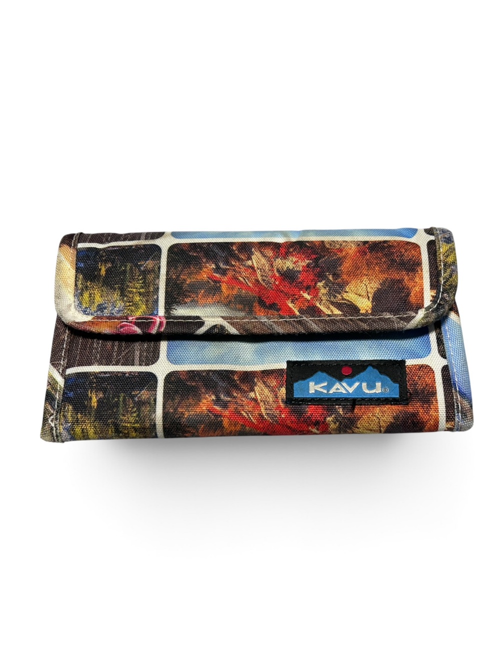 Kavu Mondo Spender Wallet Trifold Hook & Loop Closure Collage Print